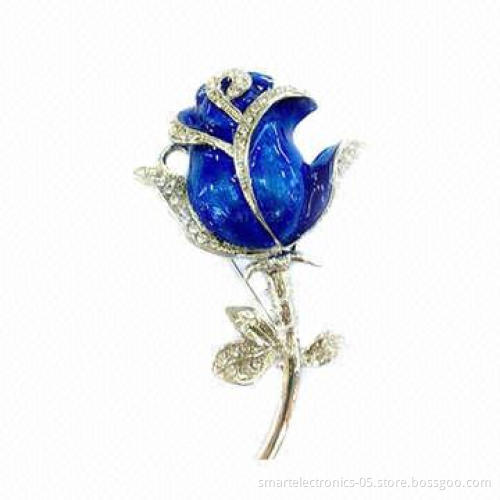 Jewelry Rose-shaped USB Flash Drive, 64MB to 128GB Flash Memory Capacity